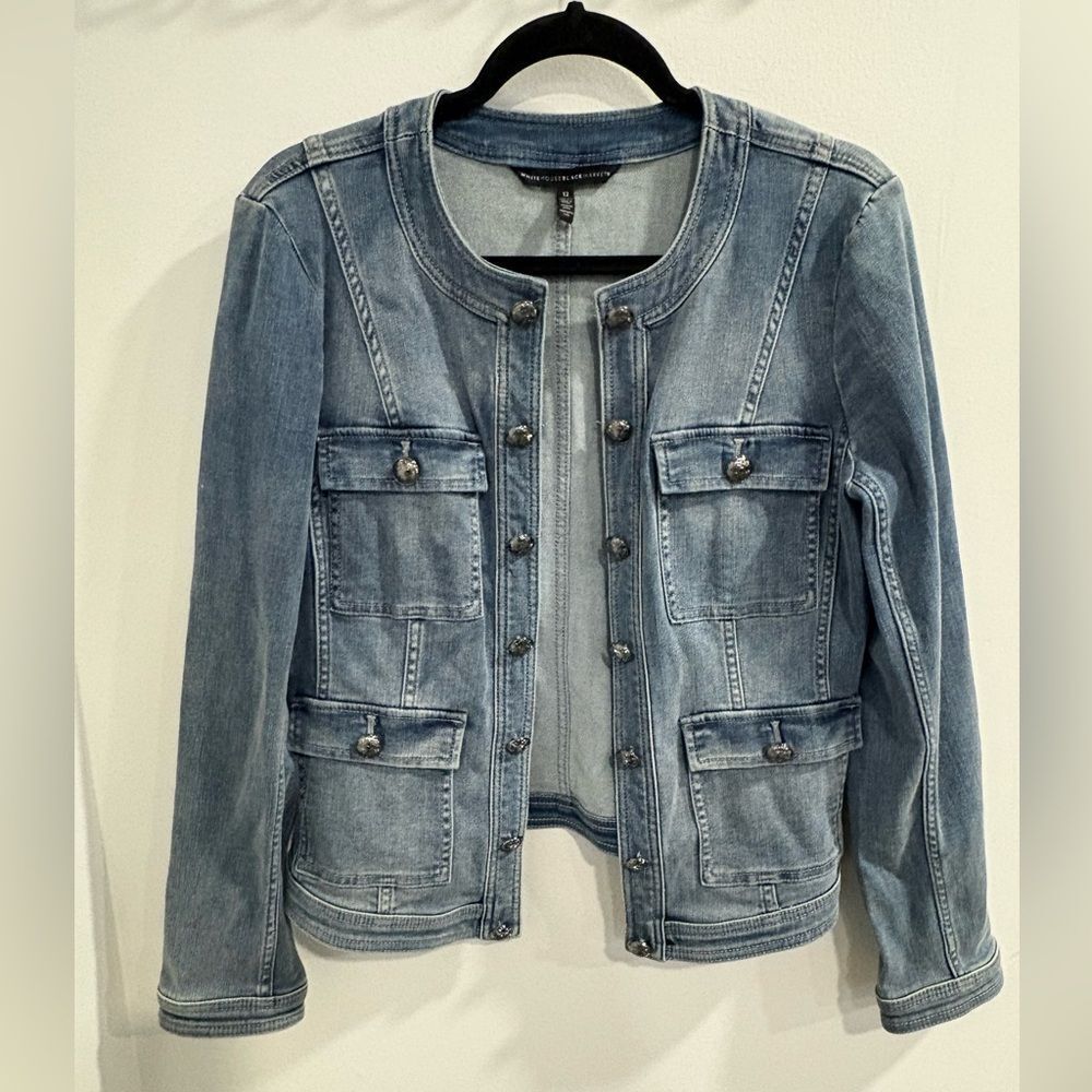 White House Black Market Light Blue Jean Jacket